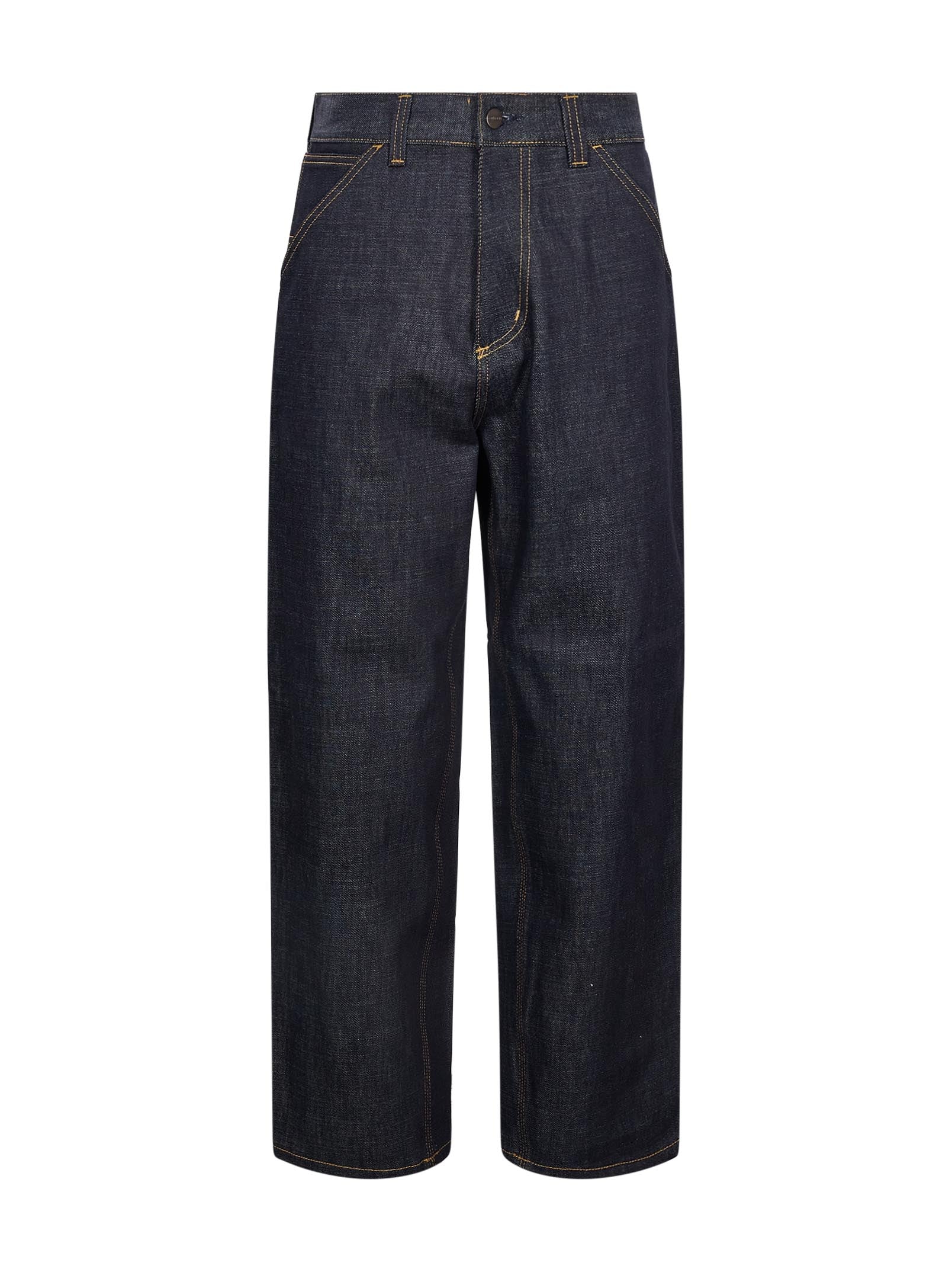 Jeans a gamba dritta og single knee in blu 