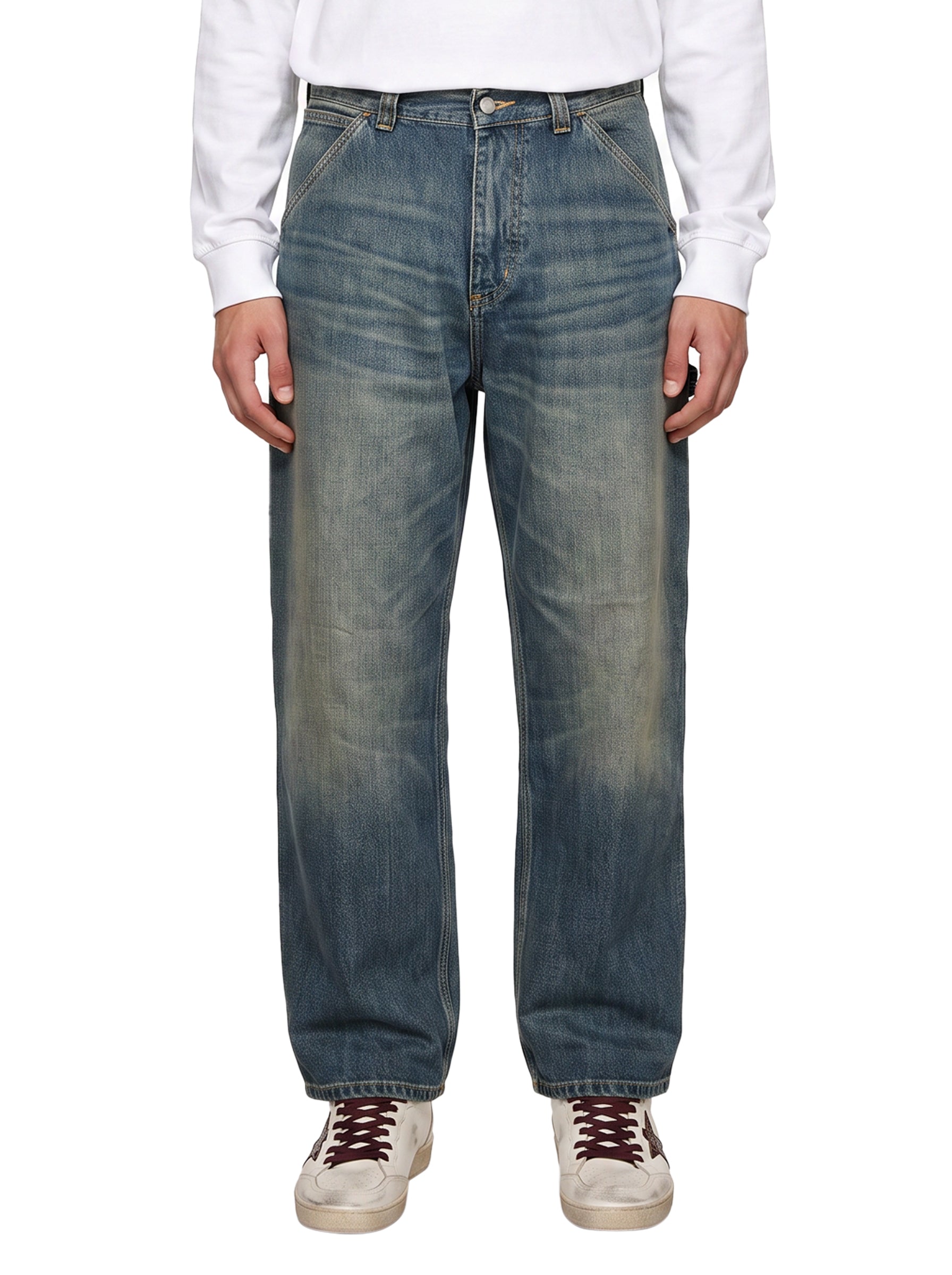 Jeans og single knee in blu 