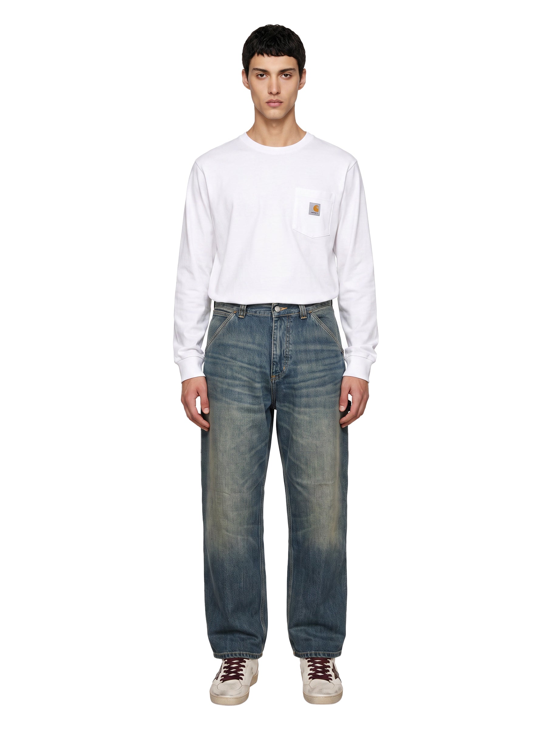 Jeans og single knee in blu 