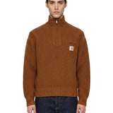 Maglione a coste Detroit a collo alto in marrone 