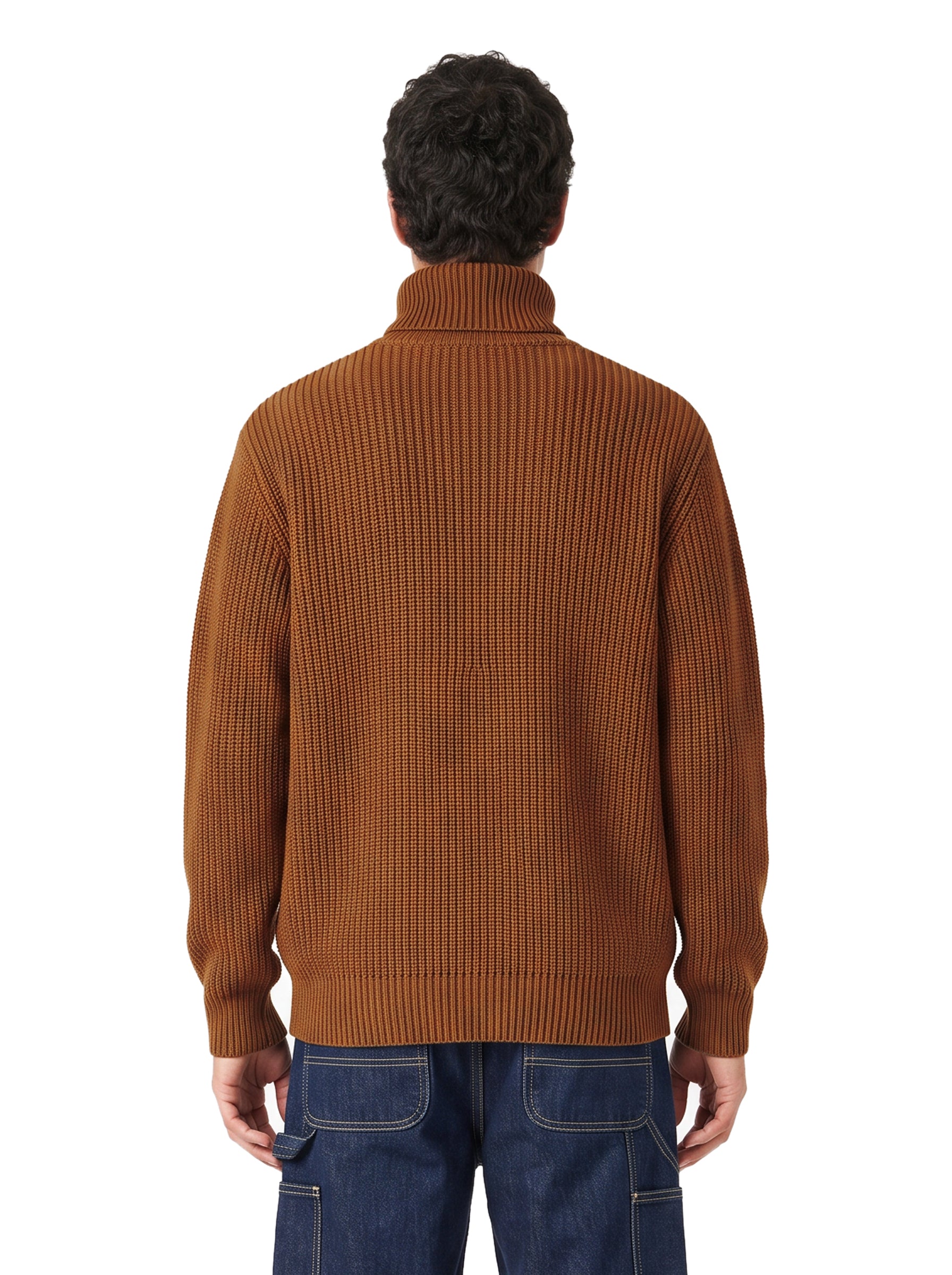 Maglione a coste Detroit a collo alto in marrone 