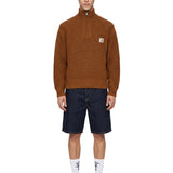 Maglione a coste Detroit a collo alto in marrone 