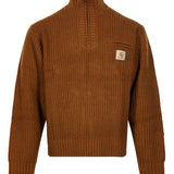 Maglione a coste Detroit a collo alto in marrone 