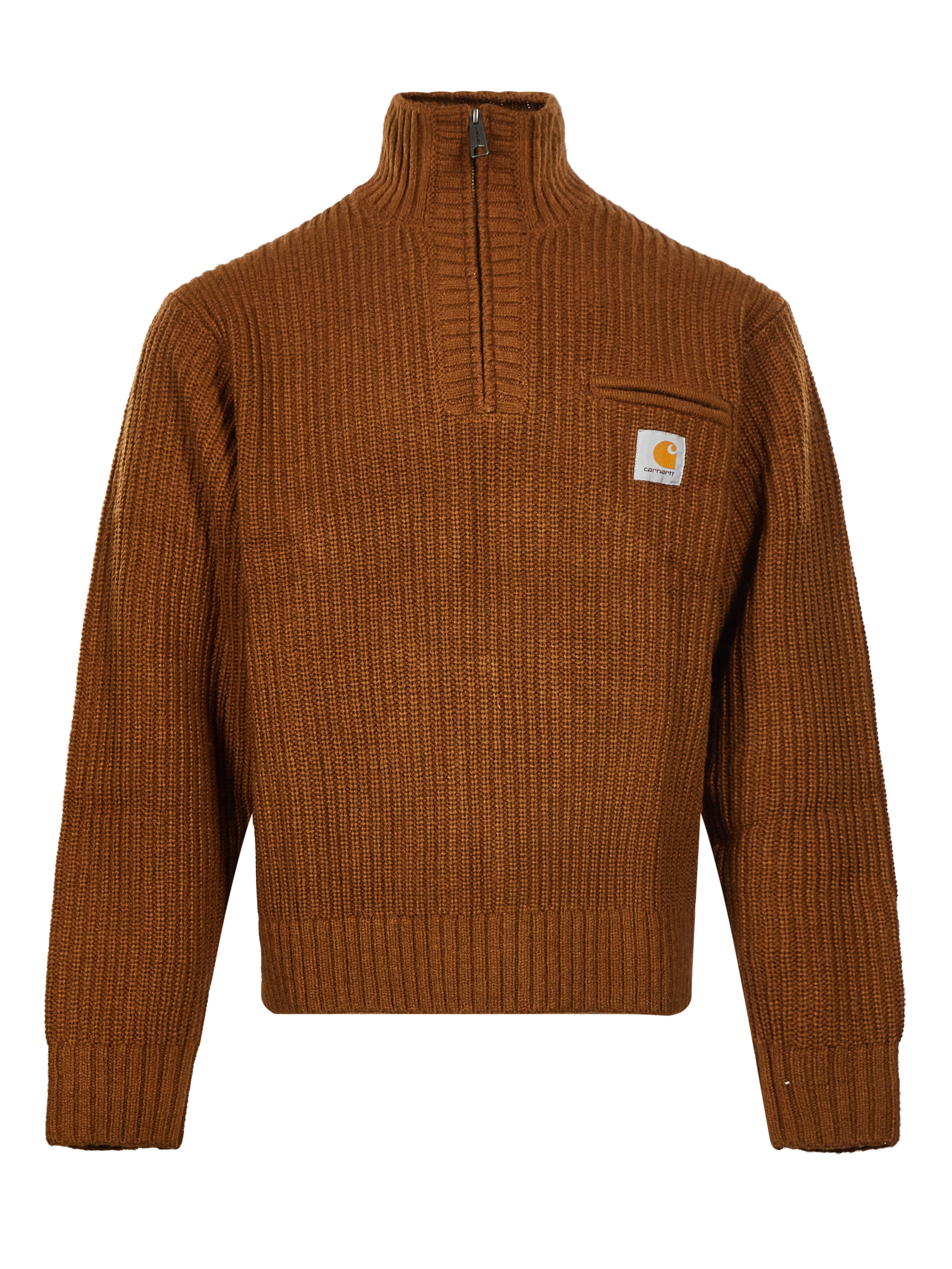 Maglione a coste Detroit a collo alto in marrone 