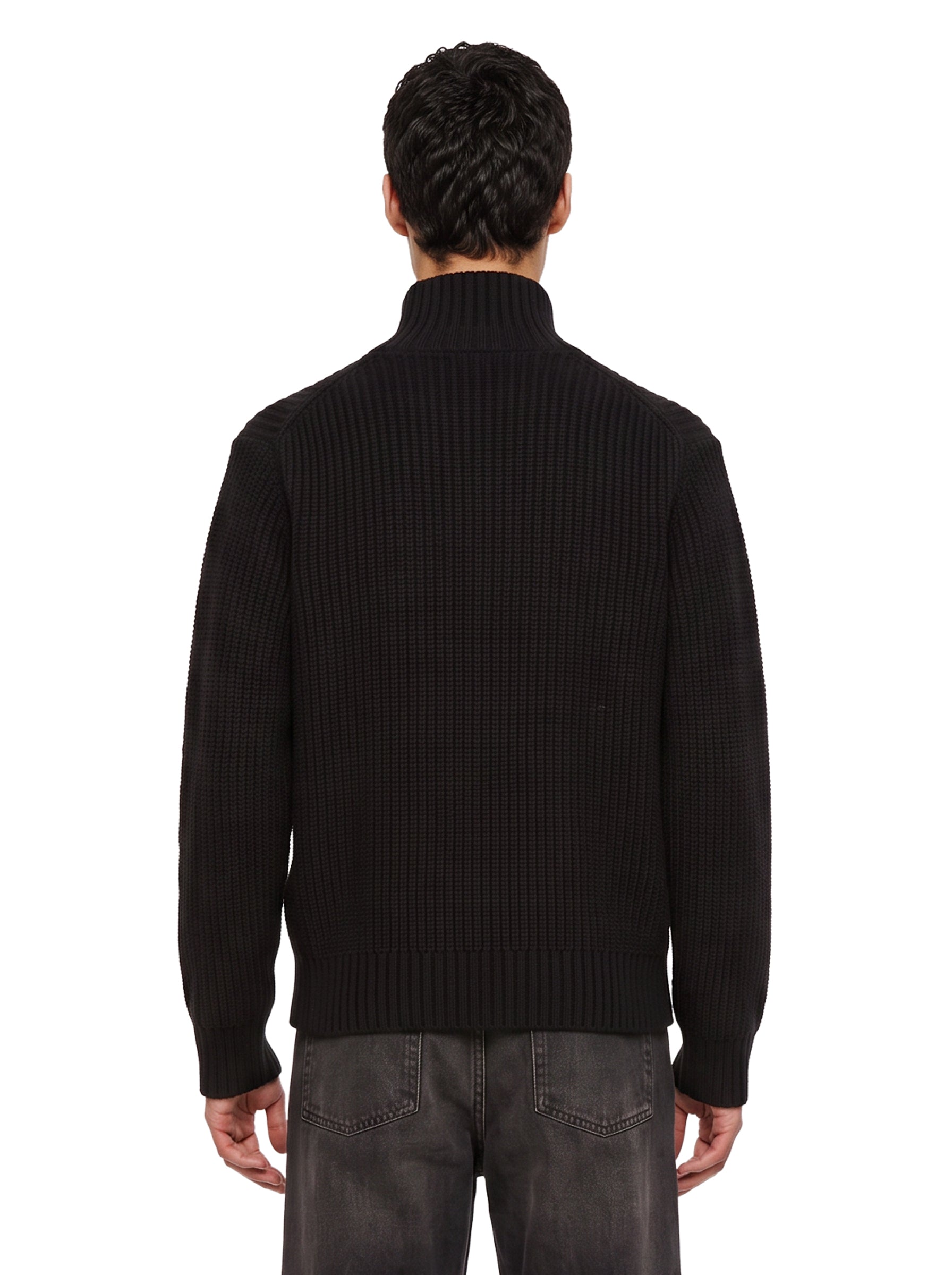Maglione a coste Detroit a collo alto in nero 