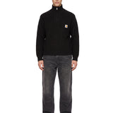 Maglione a coste Detroit a collo alto in nero 