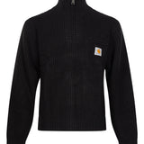 Maglione a coste Detroit a collo alto in nero 