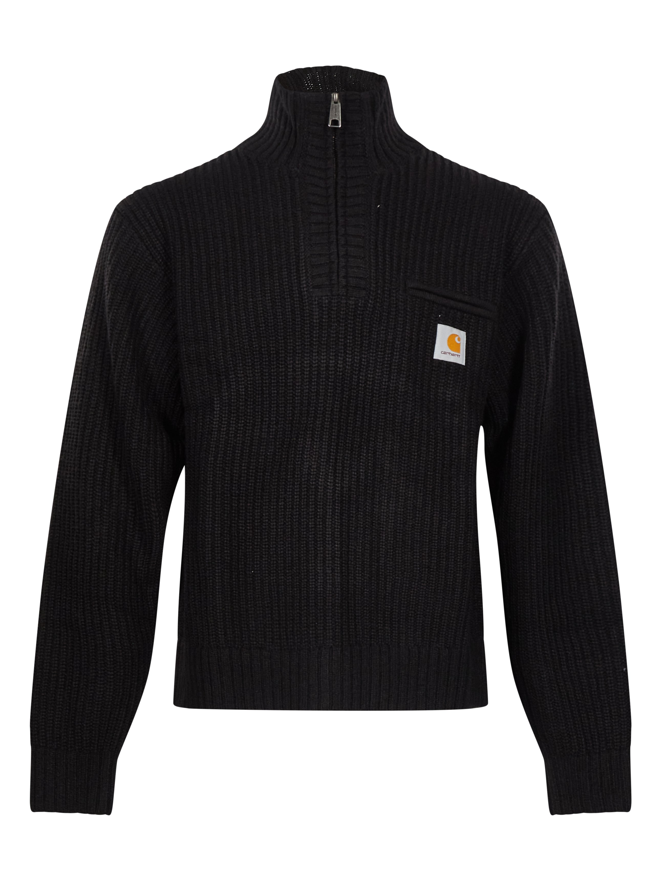 Maglione a coste Detroit a collo alto in nero 