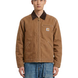 Giacca con zip con logo Detroit in marrone 