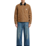 Giacca con zip con logo Detroit in marrone 