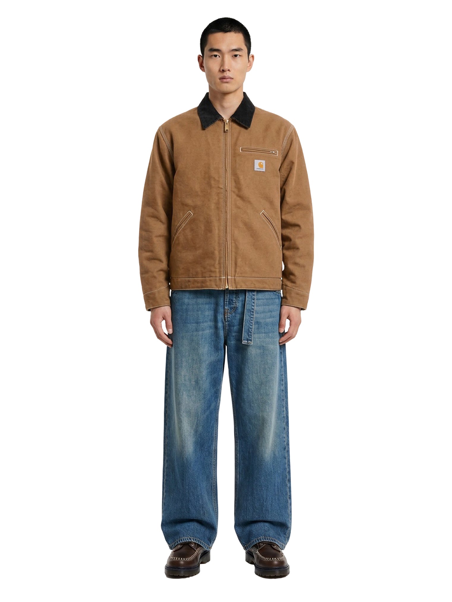 Giacca con zip con logo Detroit in marrone 