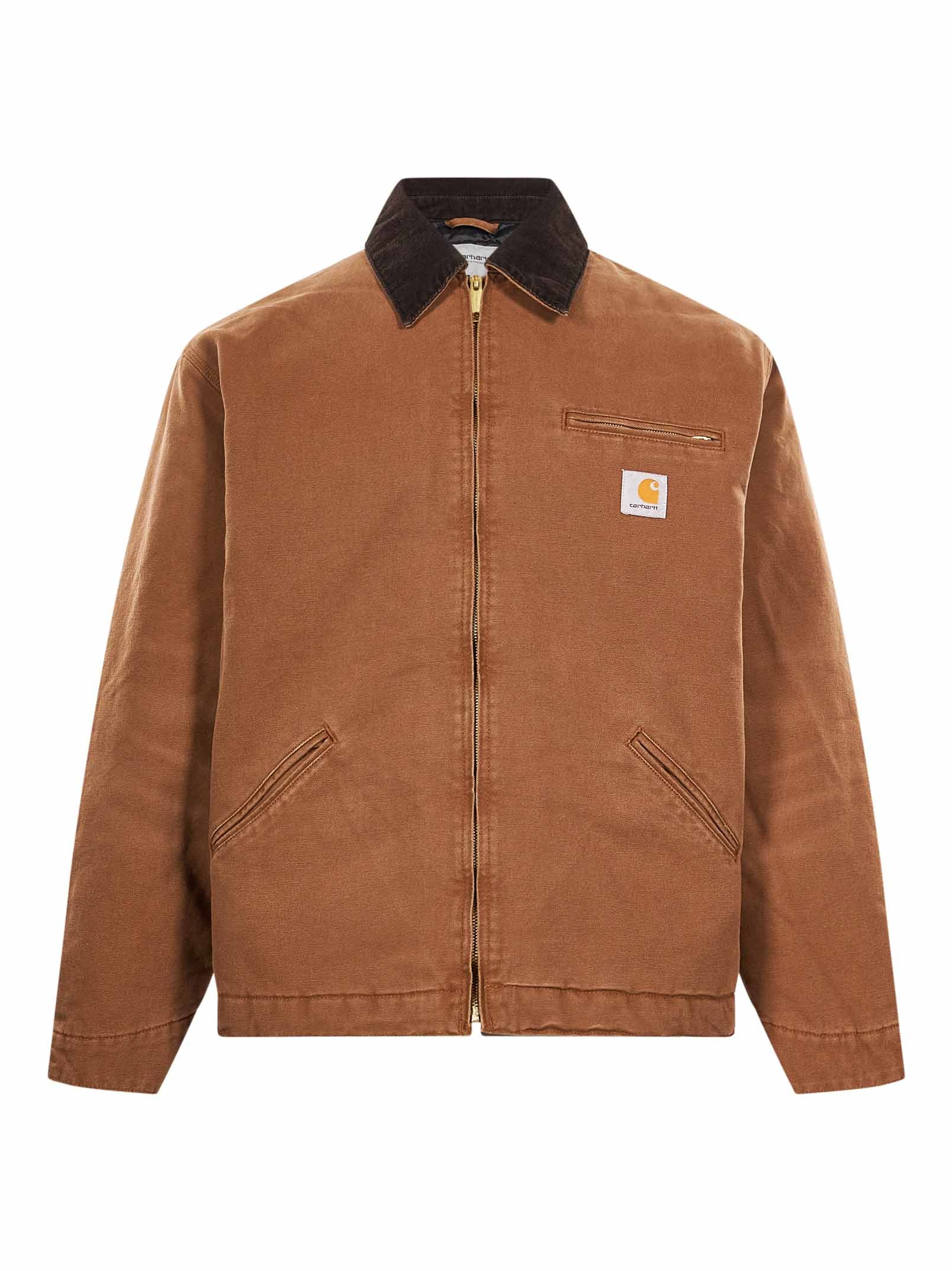 Giacca con zip con logo Detroit in marrone 
