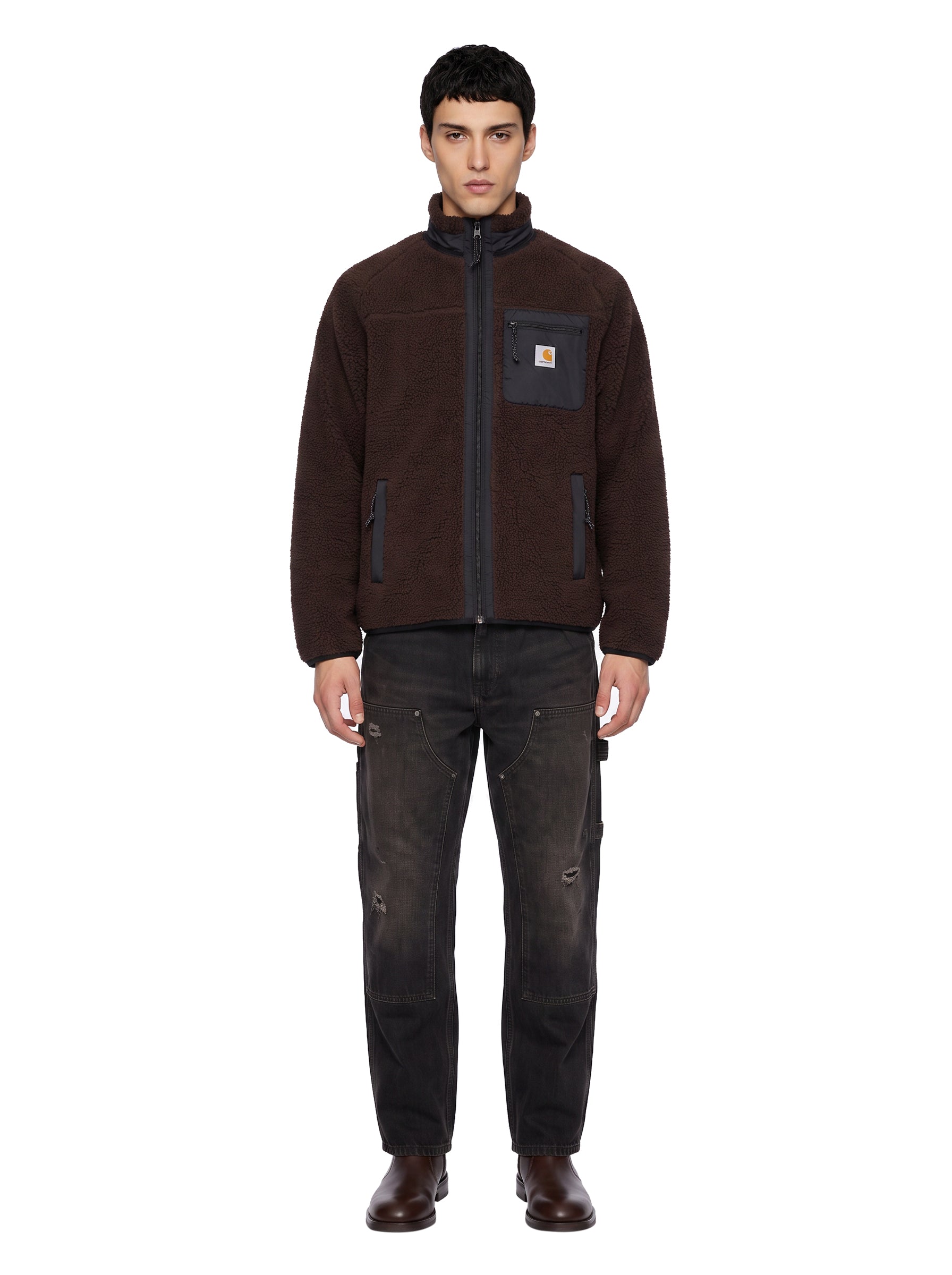 Felpa prentis liner in marrone 