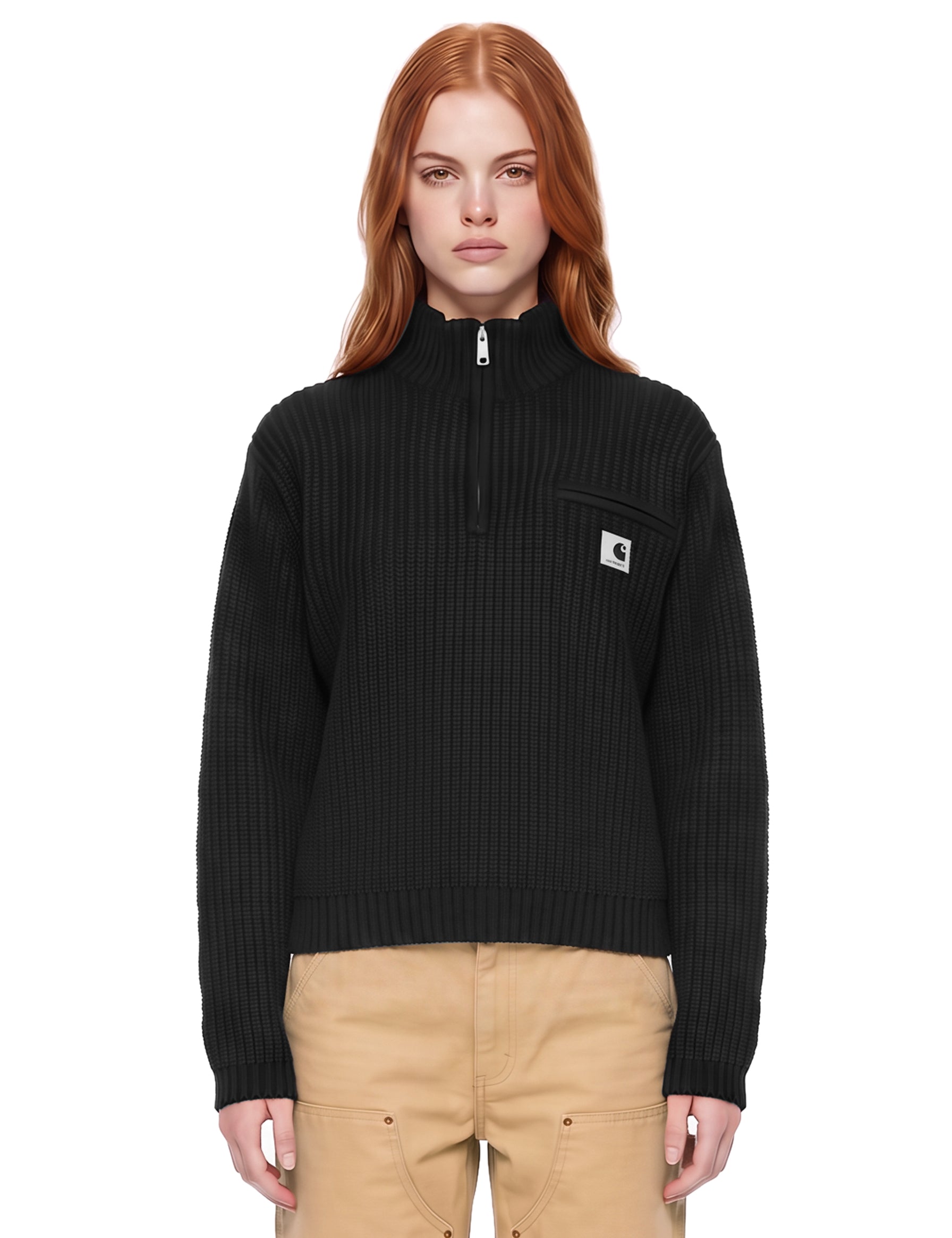 Maglione Detroit con mezza zip in nero 