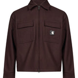 Giacca camicia con tasche in marrone 