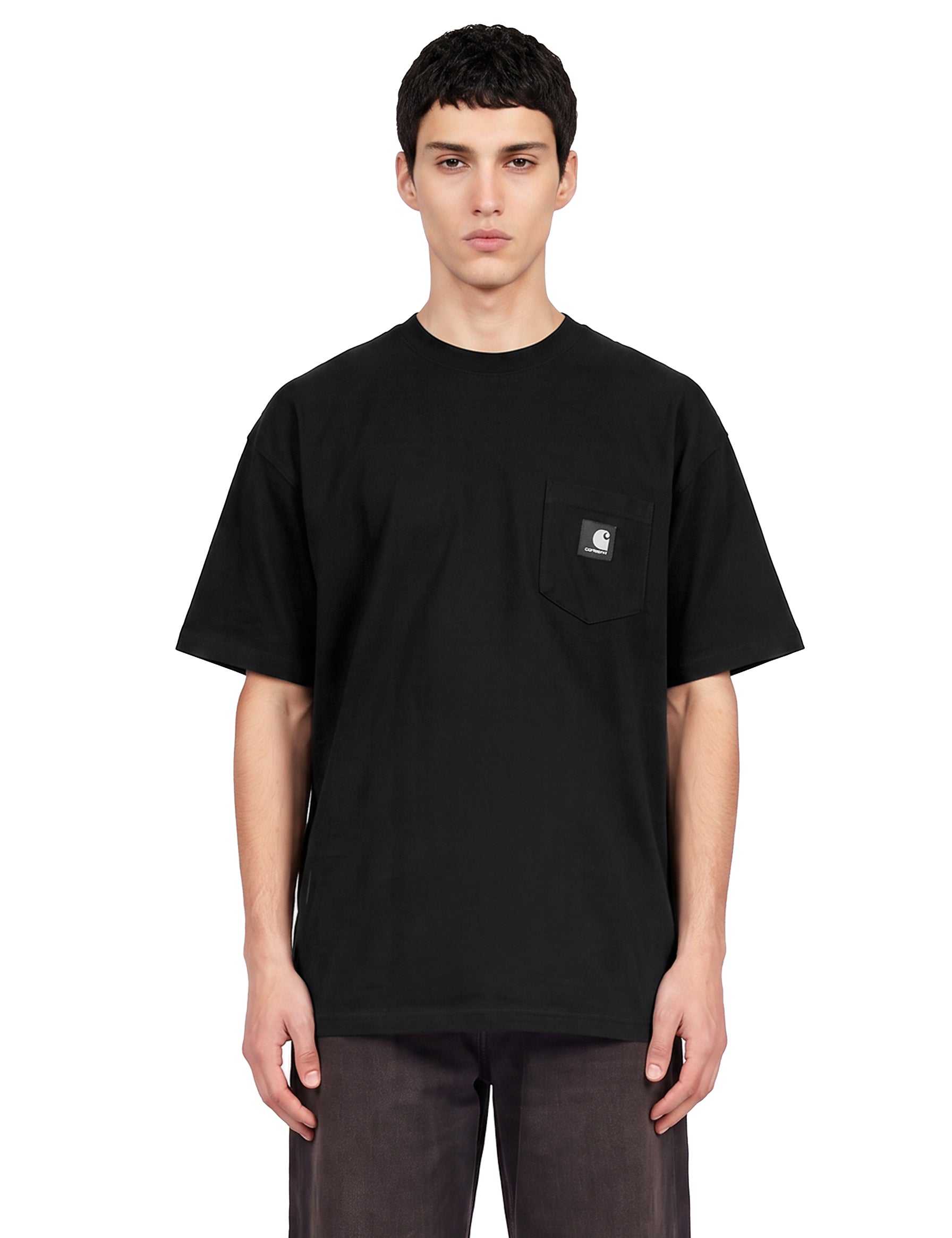 T-shirt con taschino in nero 