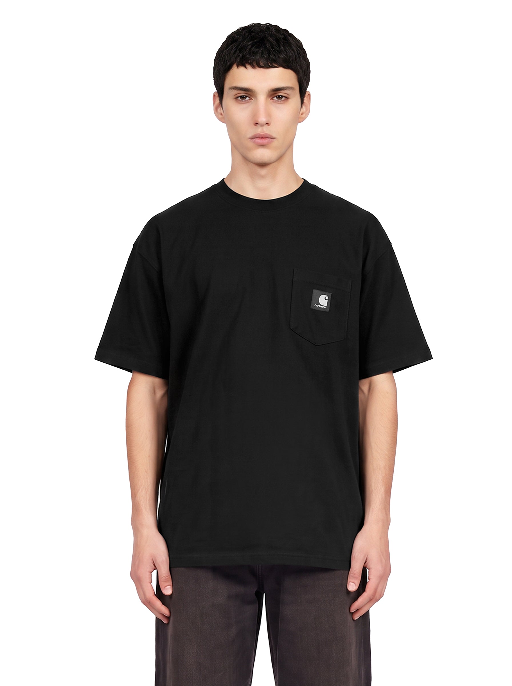 T-shirt con taschino in nero 