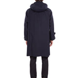 Cappotto con tasche e cappuccio rimovibile in blu 