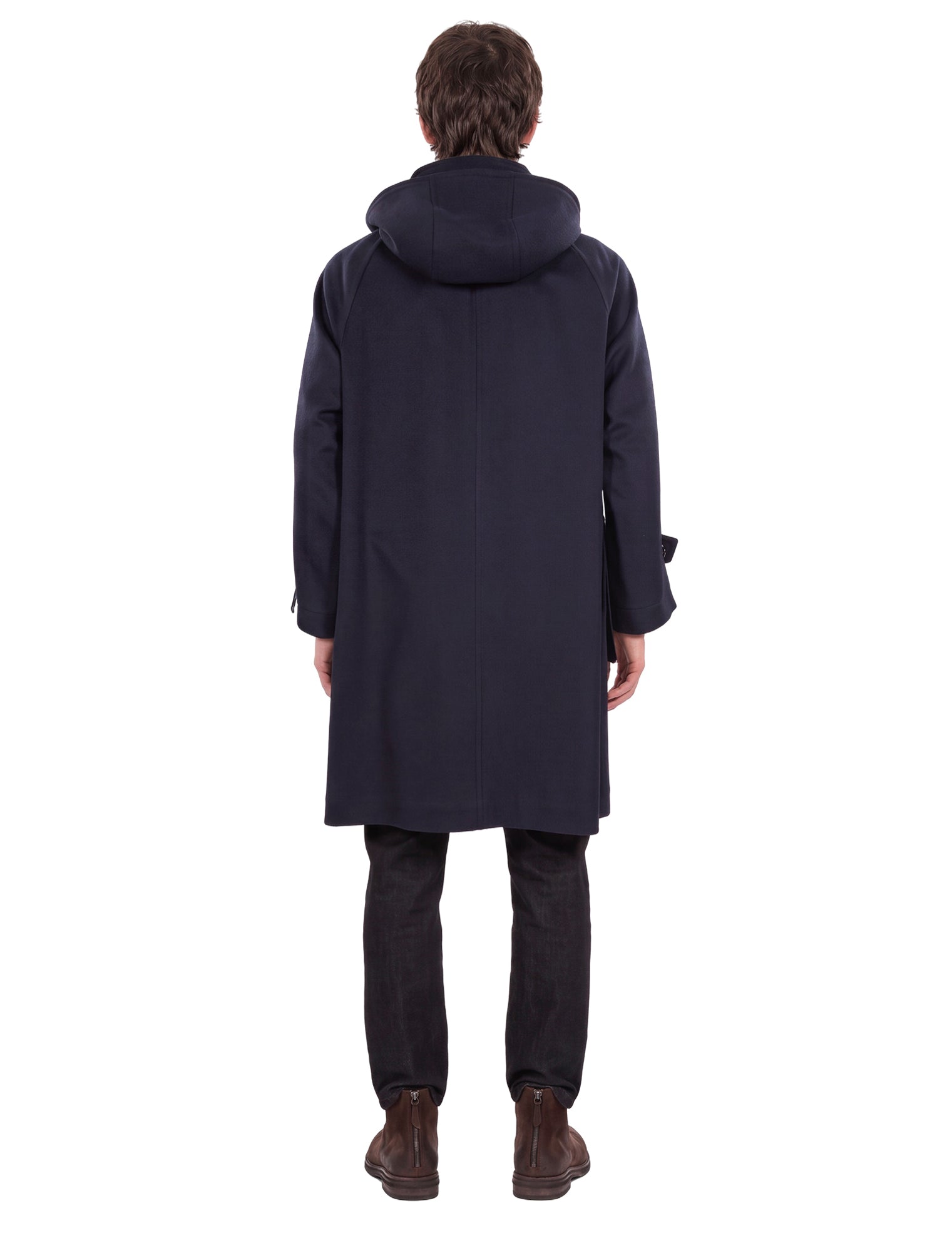 Cappotto con tasche e cappuccio rimovibile in blu 