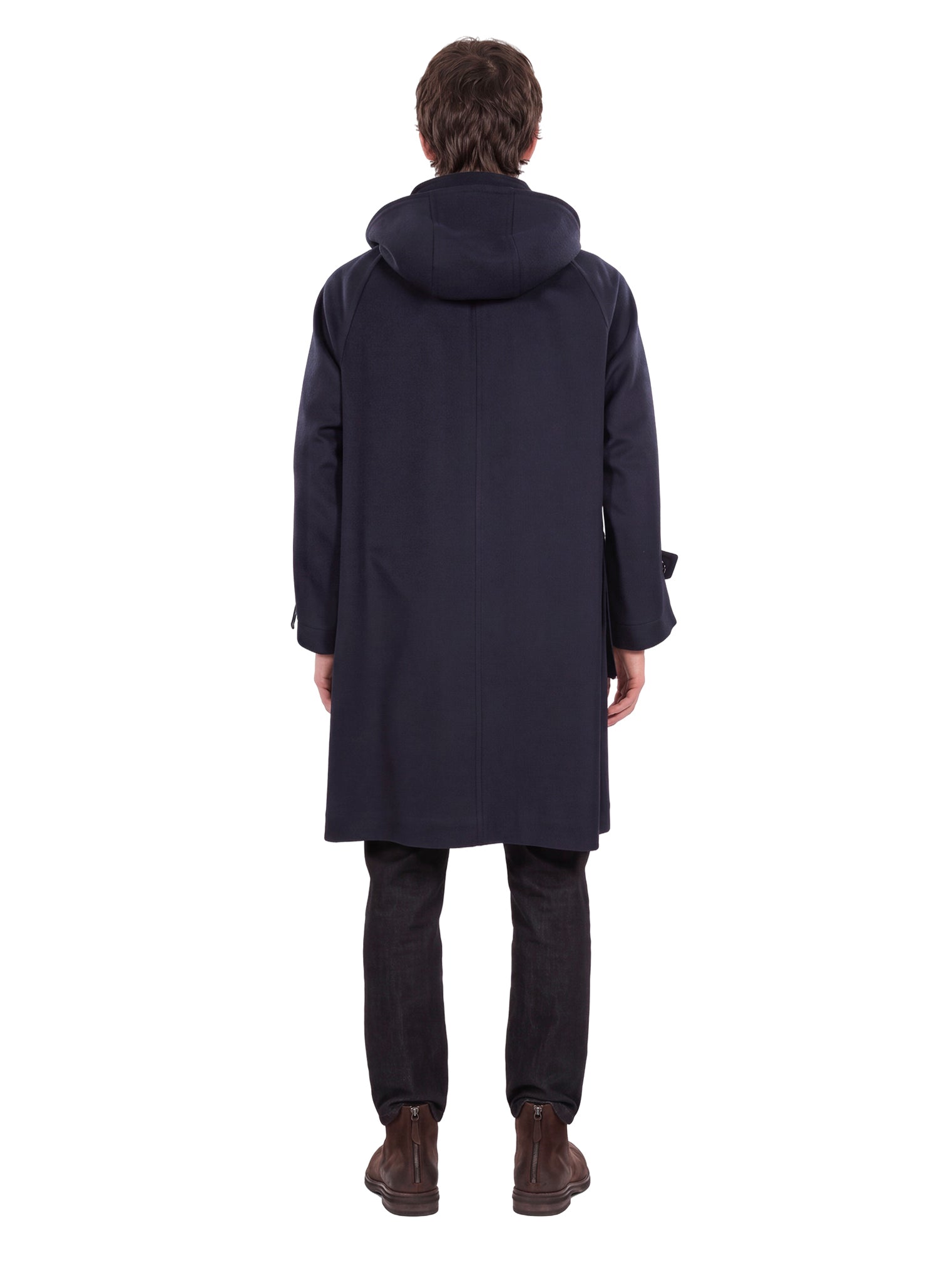 Cappotto con tasche e cappuccio rimovibile in blu 
