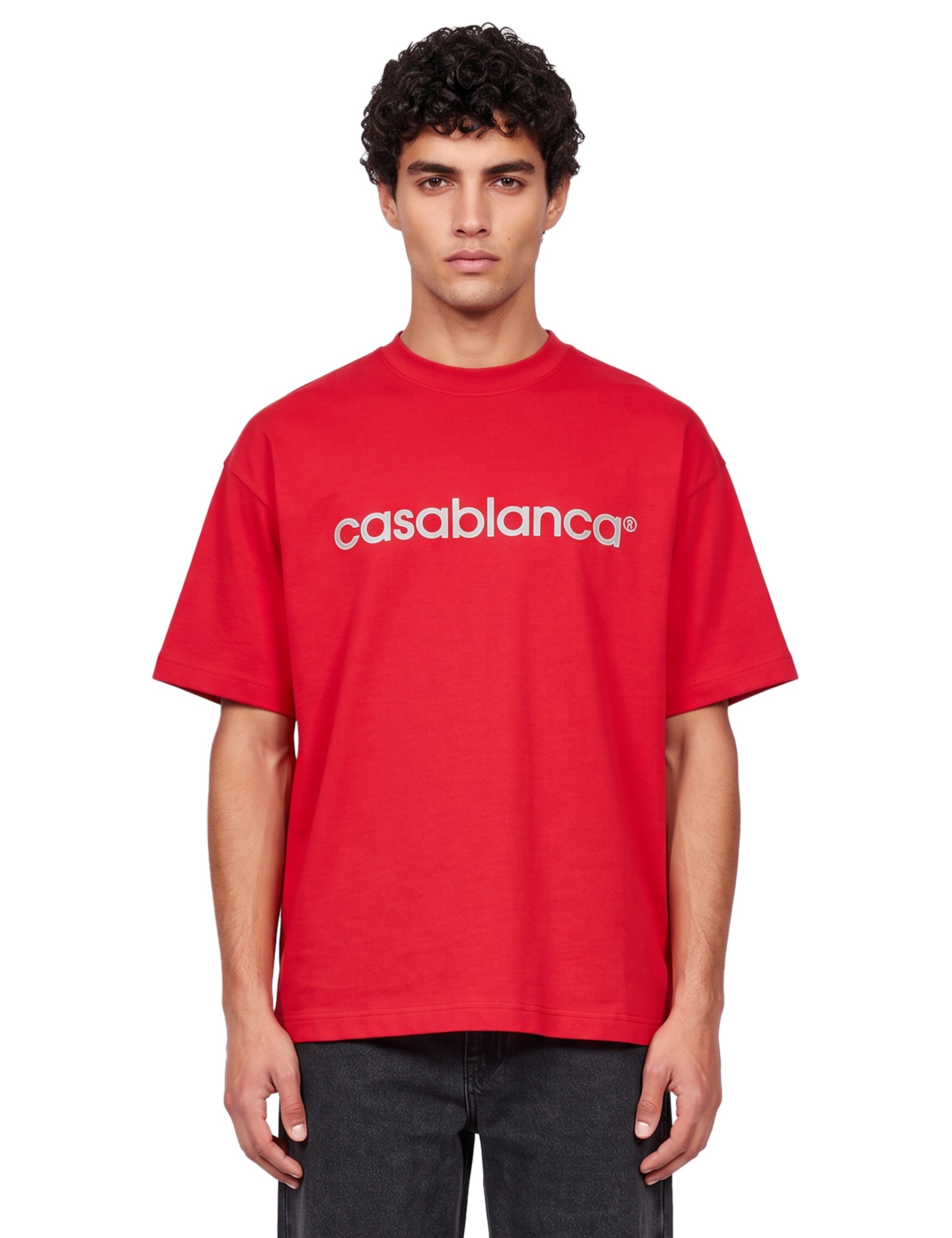 T-shirt oversize con logo in rosso 