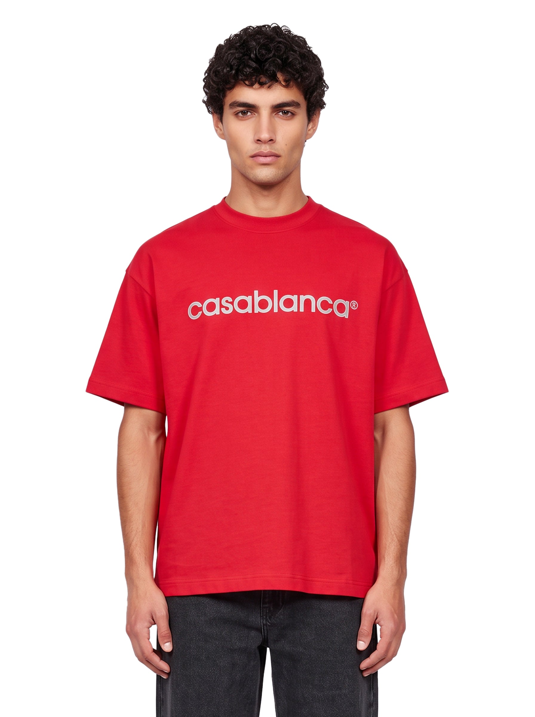 T-shirt oversize con logo in rosso 