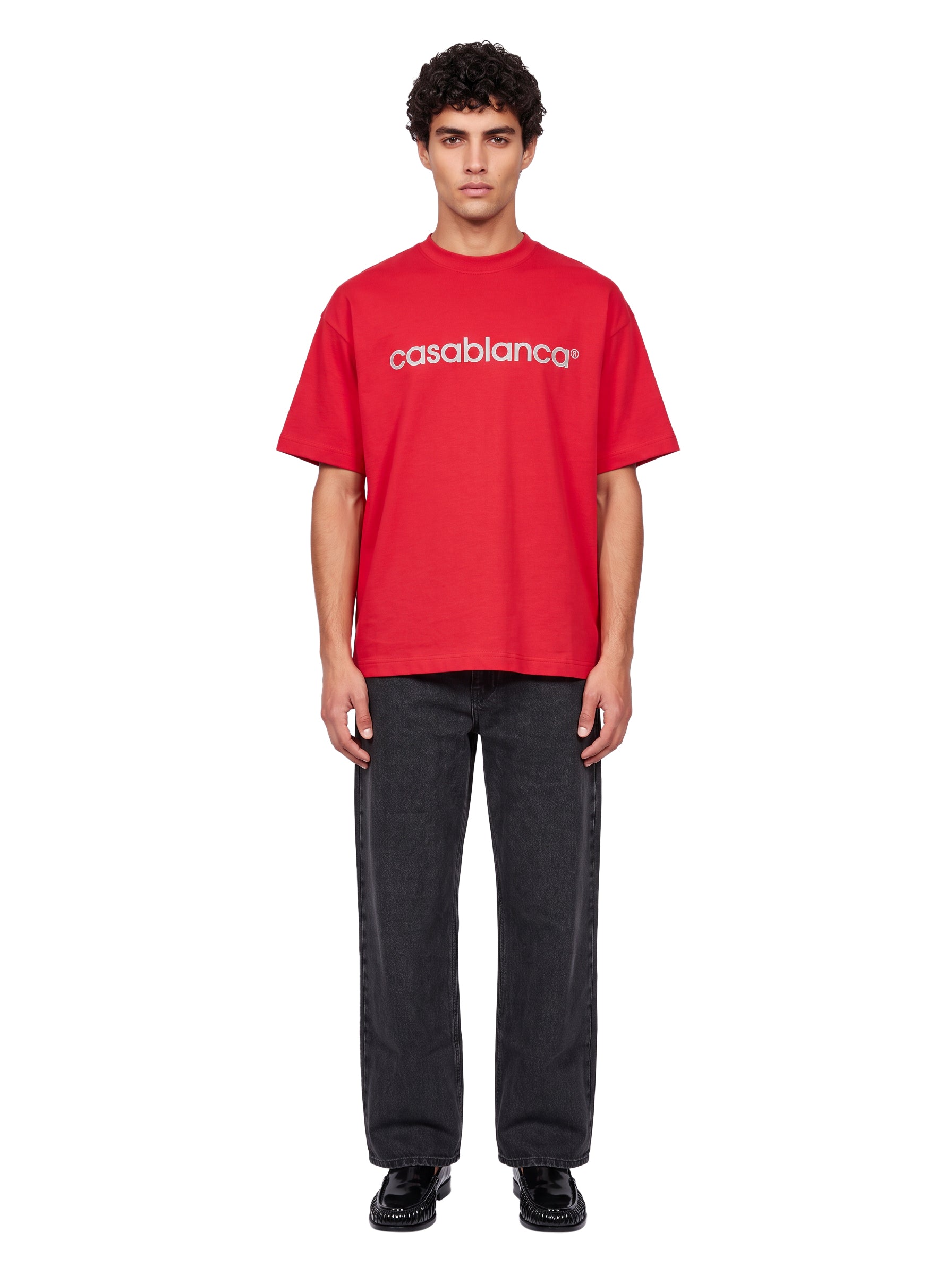 T-shirt oversize con logo in rosso 