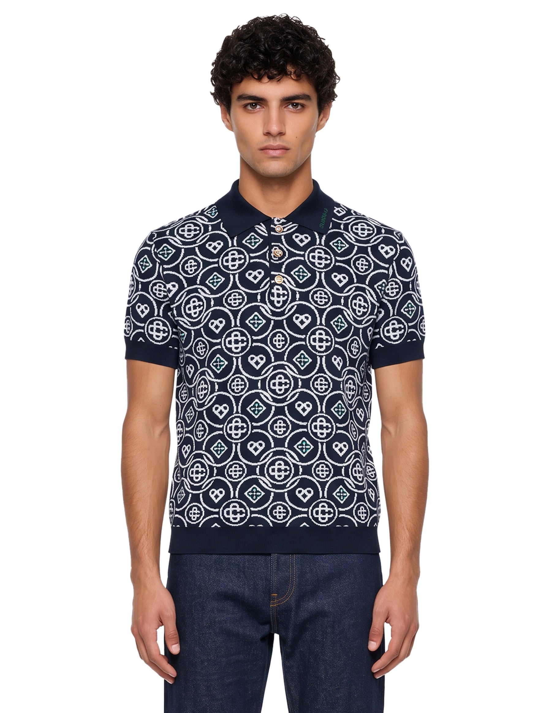 Polo monogram CC in blu 