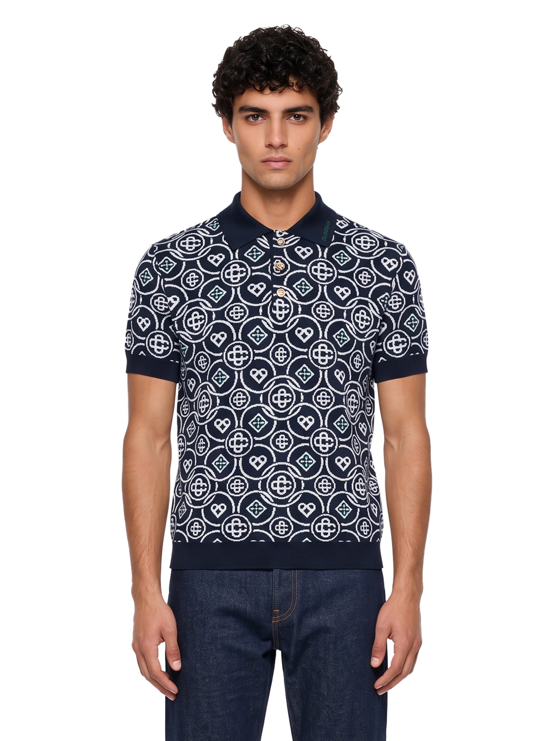 Polo monogram CC in blu 