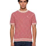 T-shirt motivo check in rosso 