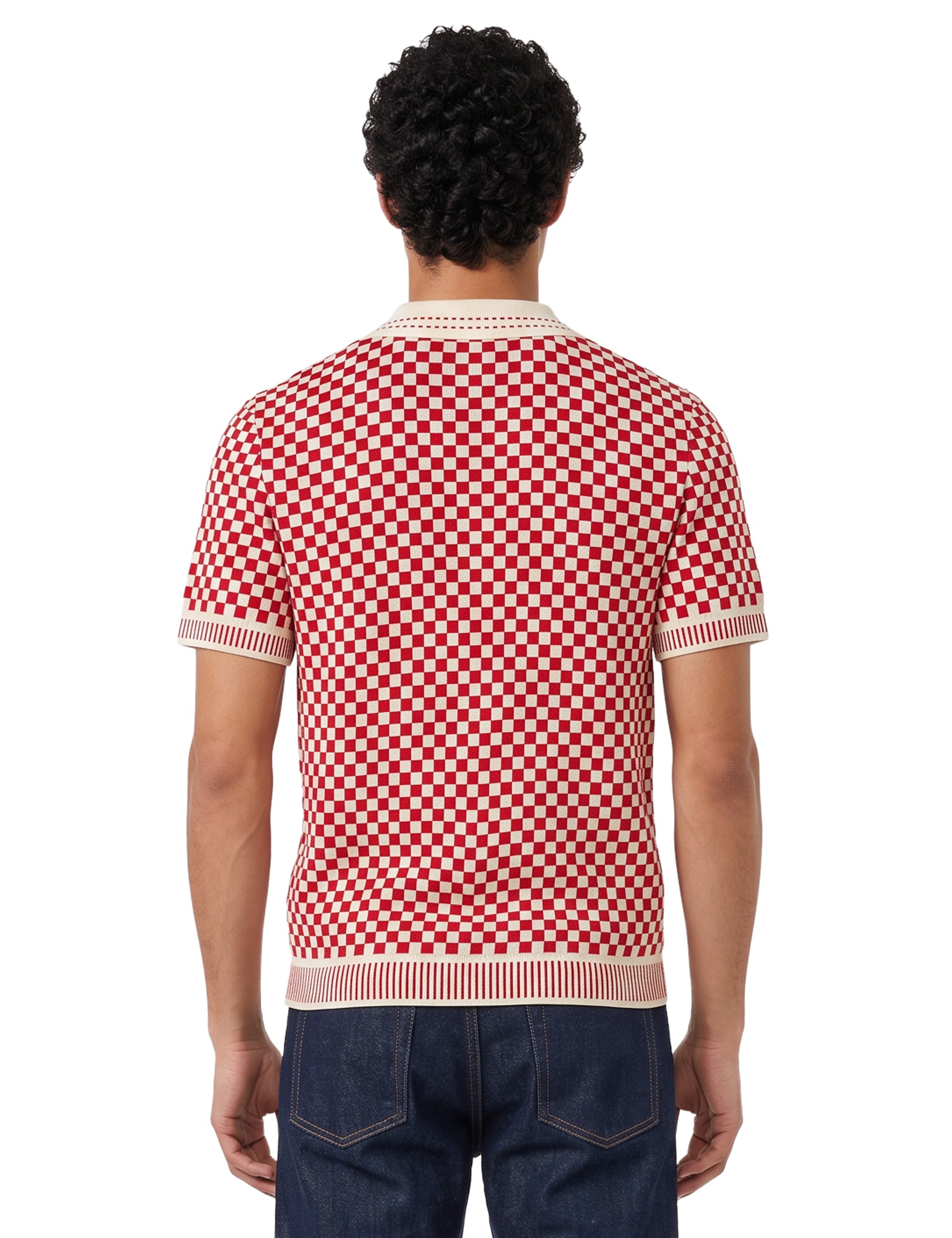 T-shirt motivo check in rosso 