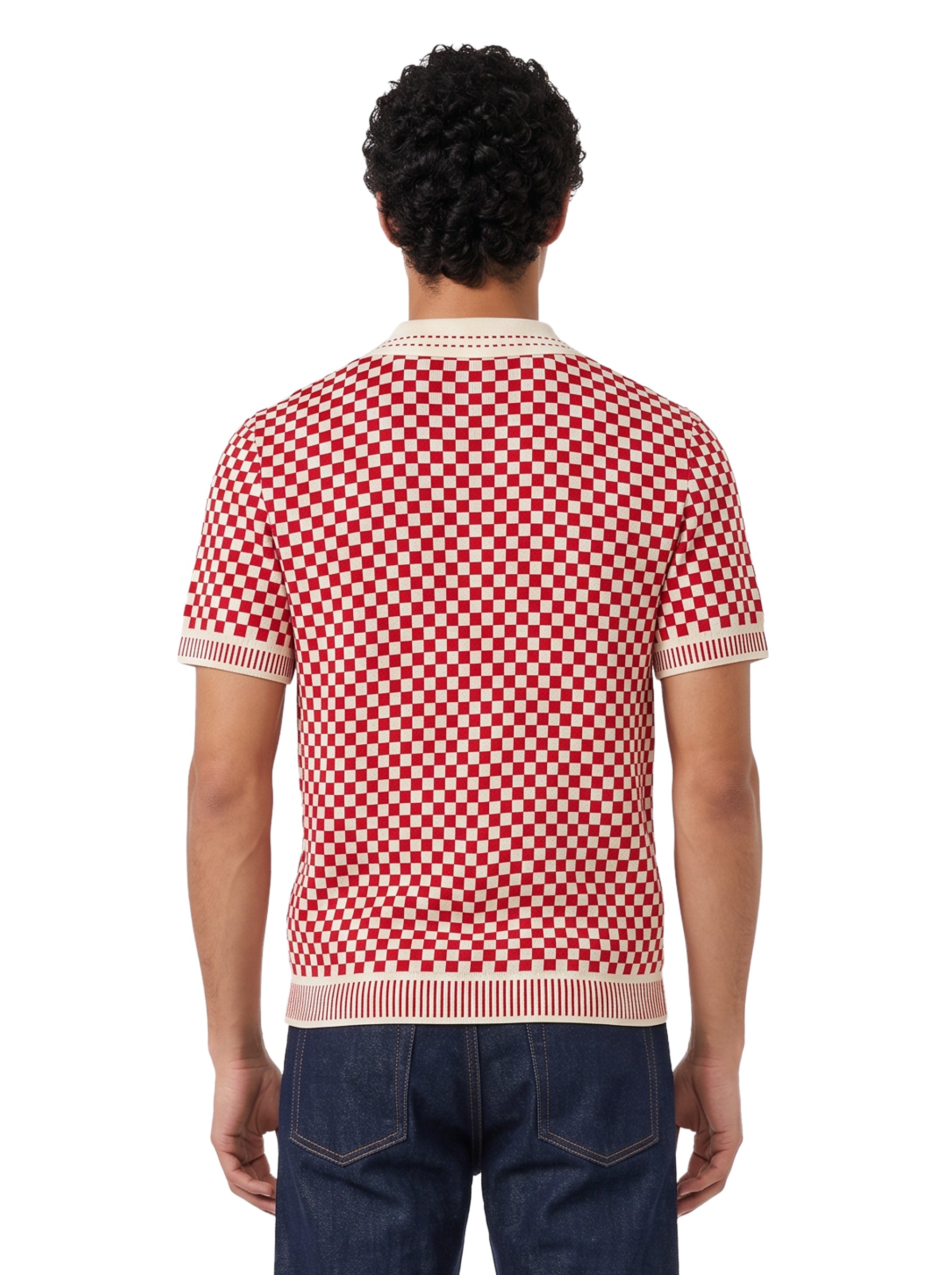 T-shirt motivo check in rosso 