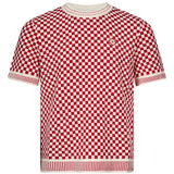 T-shirt motivo check in rosso 