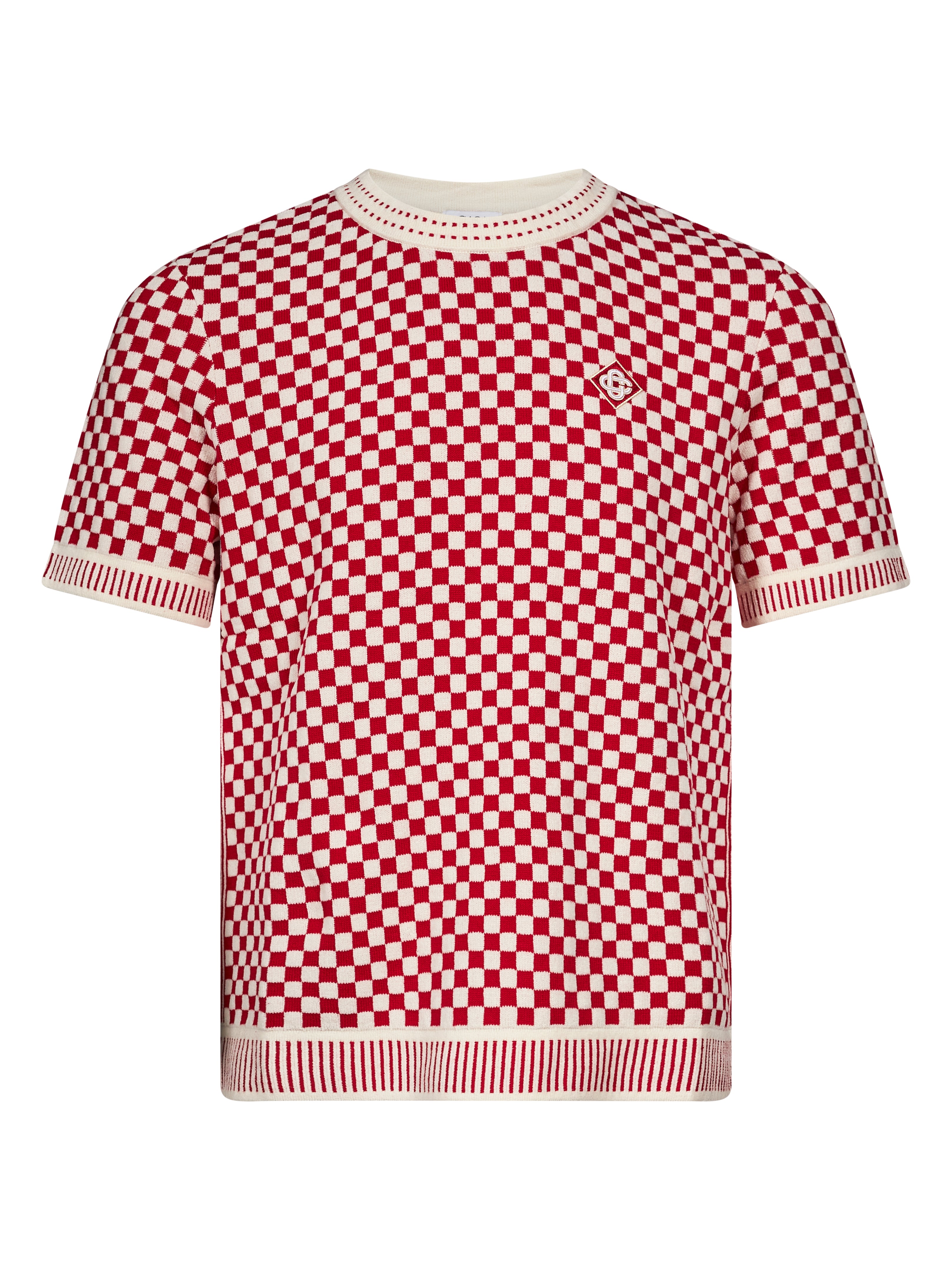T-shirt motivo check in rosso 
