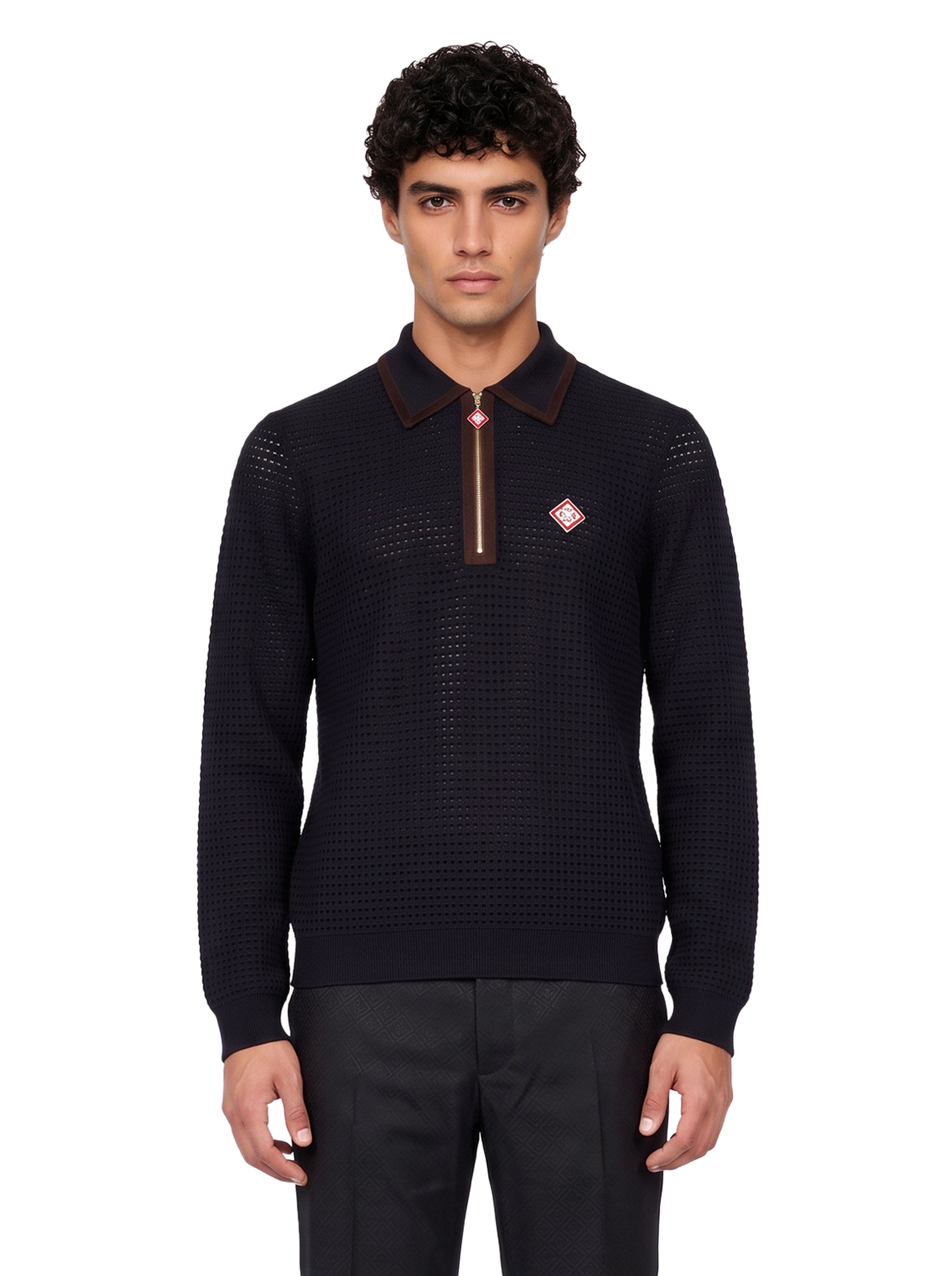 Polo manica lunga in blu 
