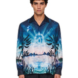 Camicia manica lunga stampa Crystal Alchemy in seta 