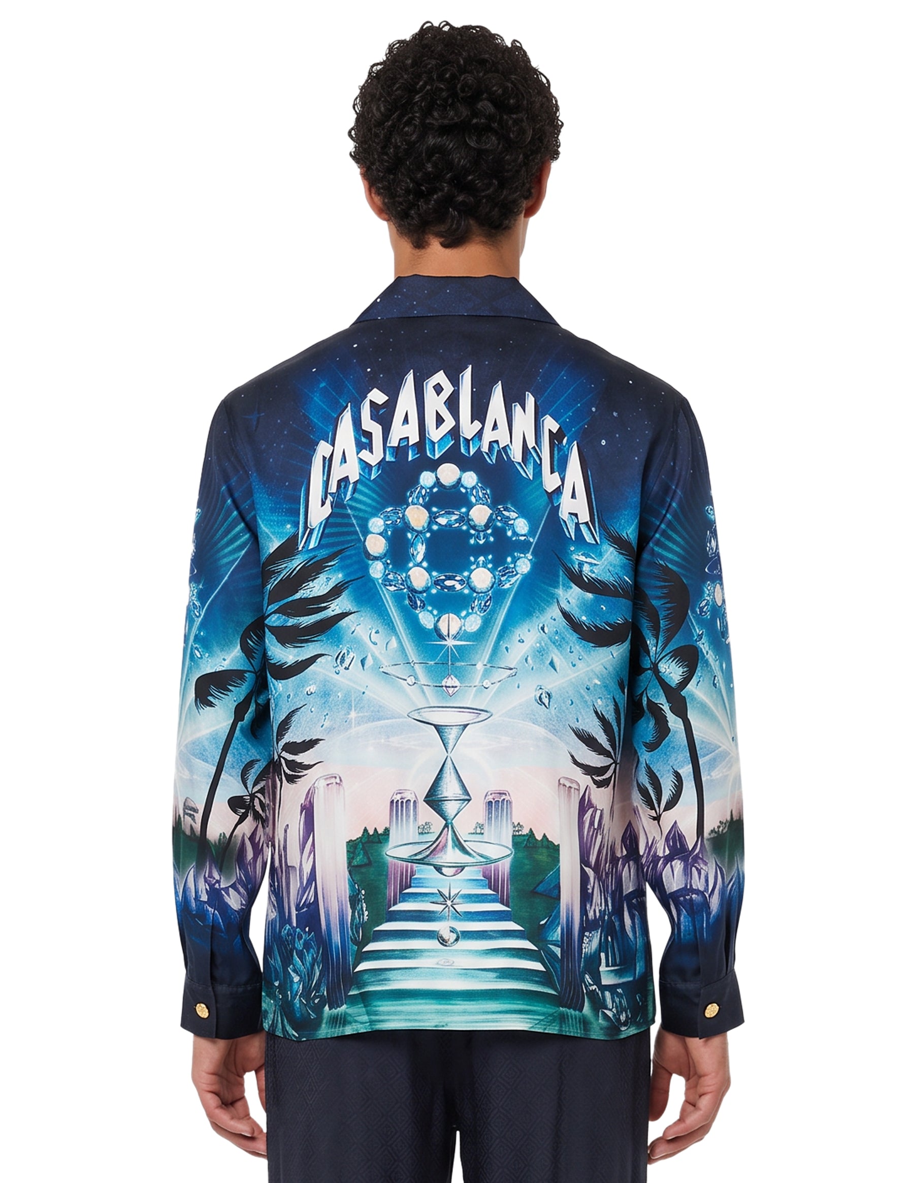 Camicia manica lunga stampa Crystal Alchemy in seta 