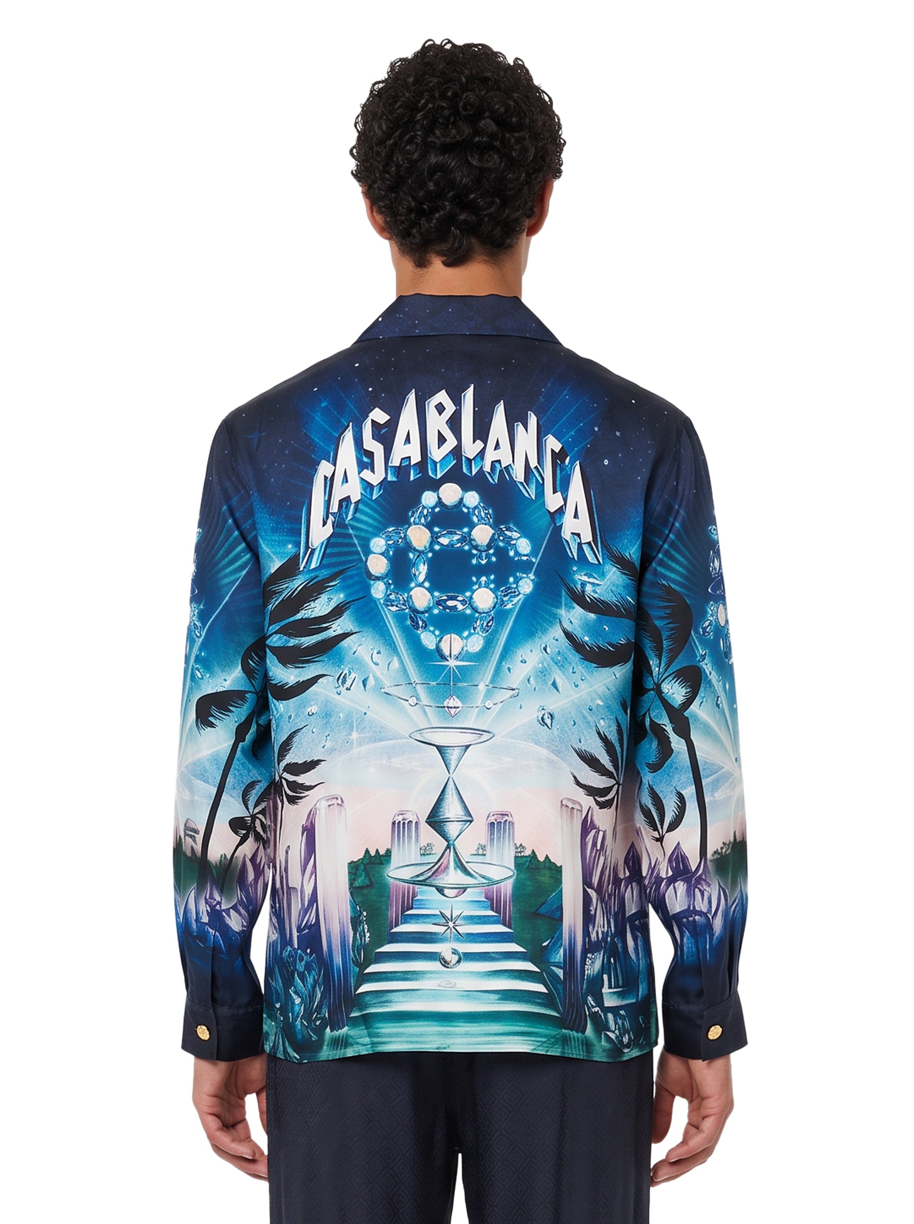 Camicia manica lunga stampa Crystal Alchemy in seta 