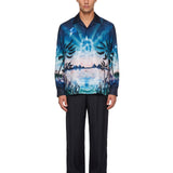 Camicia manica lunga stampa Crystal Alchemy in seta 