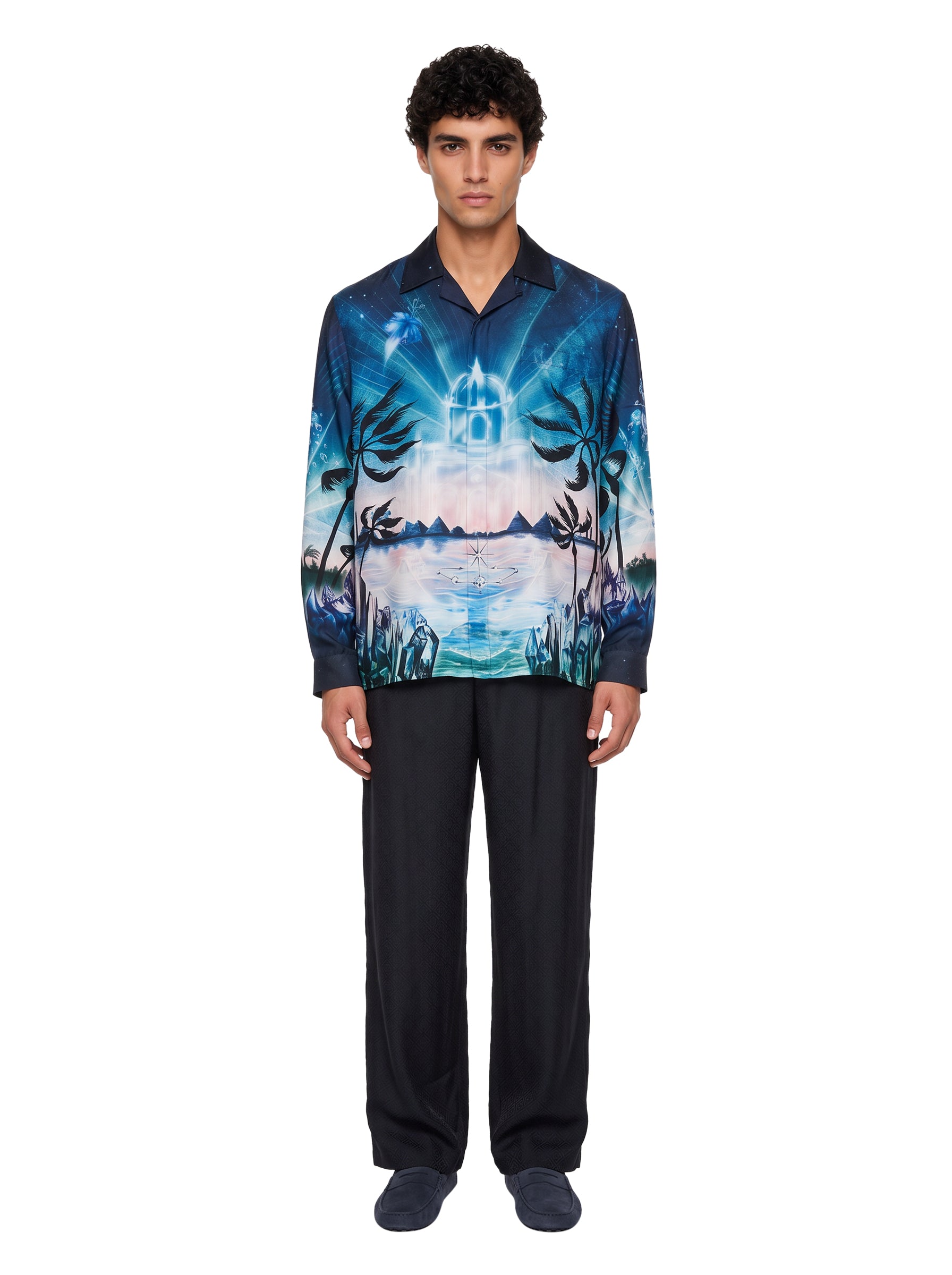 Camicia manica lunga stampa Crystal Alchemy in seta 