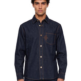 Camicia manica lunga denim in blu 