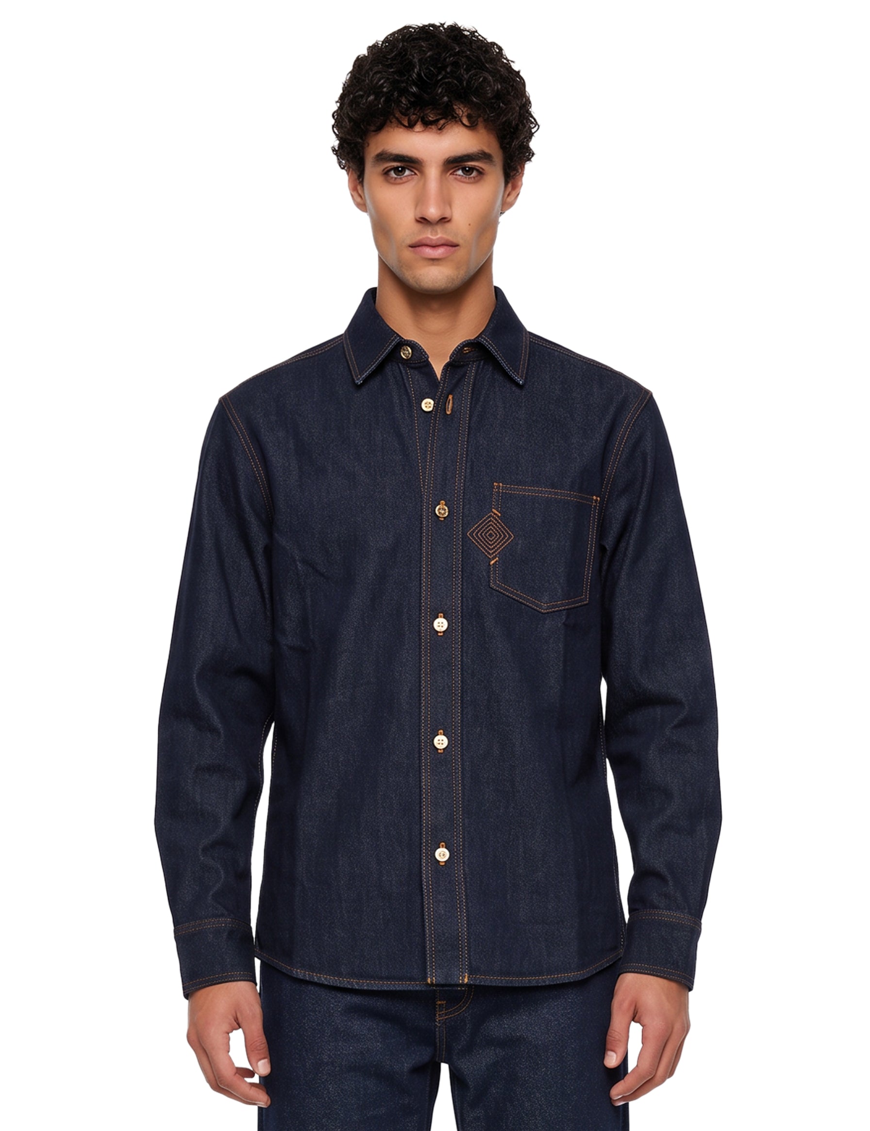 Camicia manica lunga denim in blu 