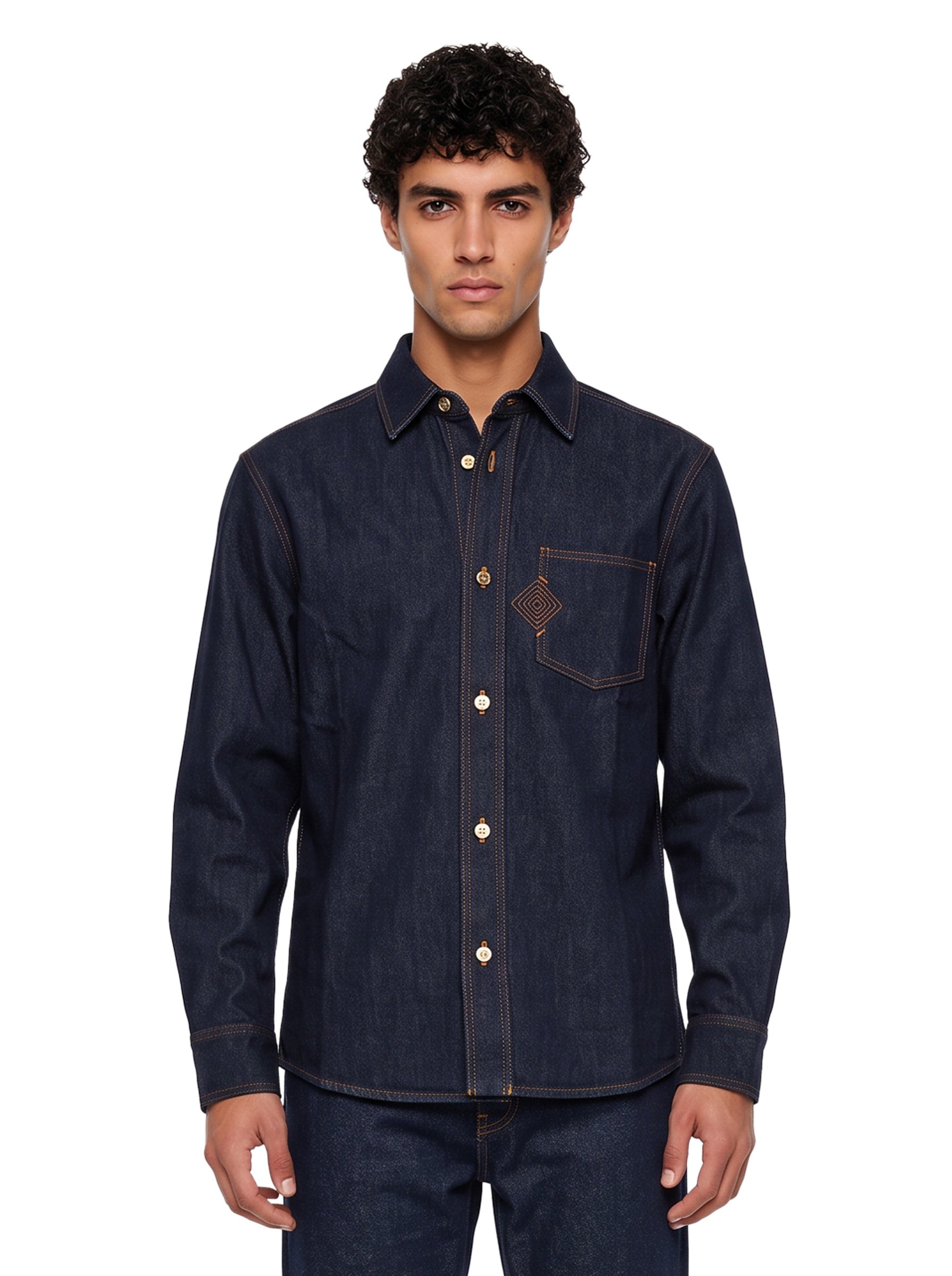 Camicia manica lunga denim in blu 
