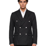 Giacca doppiopetto monogram in blu 