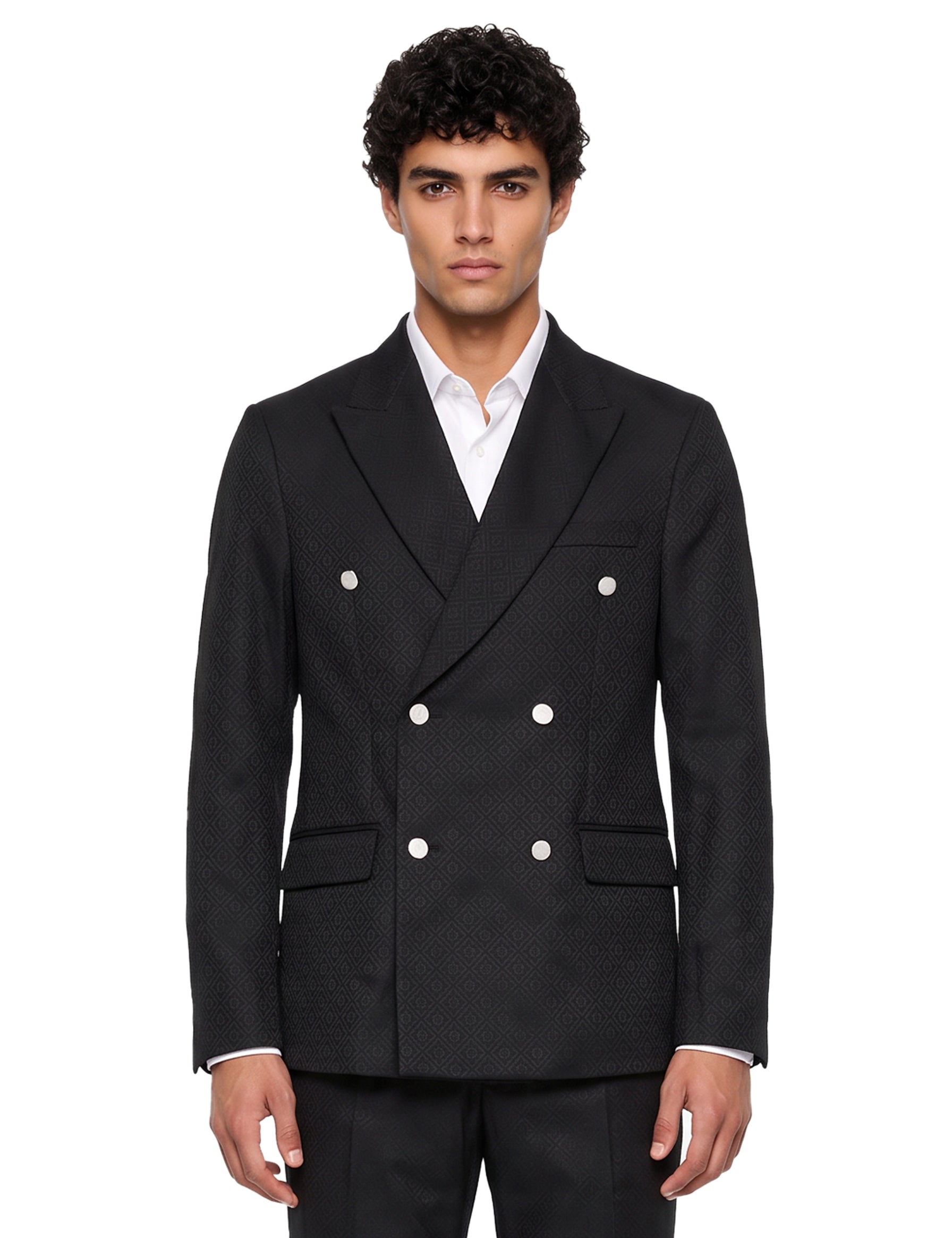 Giacca doppiopetto monogram in blu 