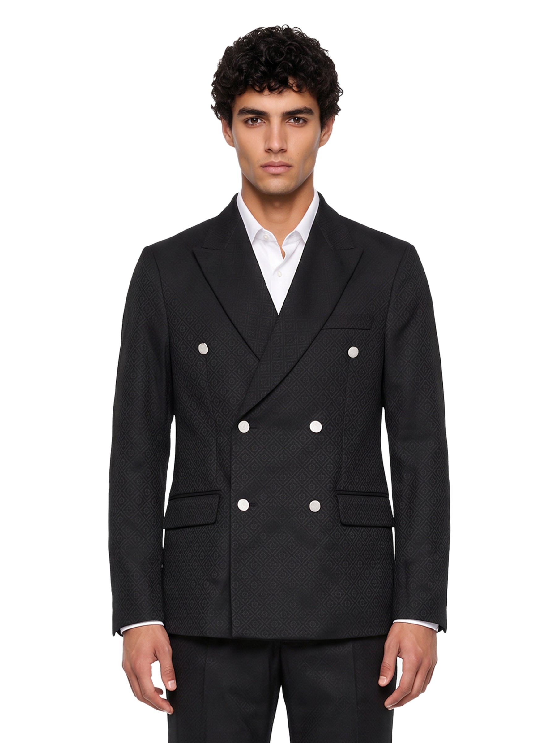 Giacca doppiopetto monogram in blu 