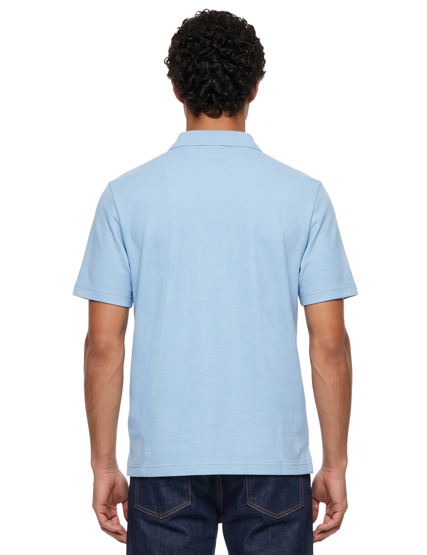 Polo con mezza zip in azzurro 