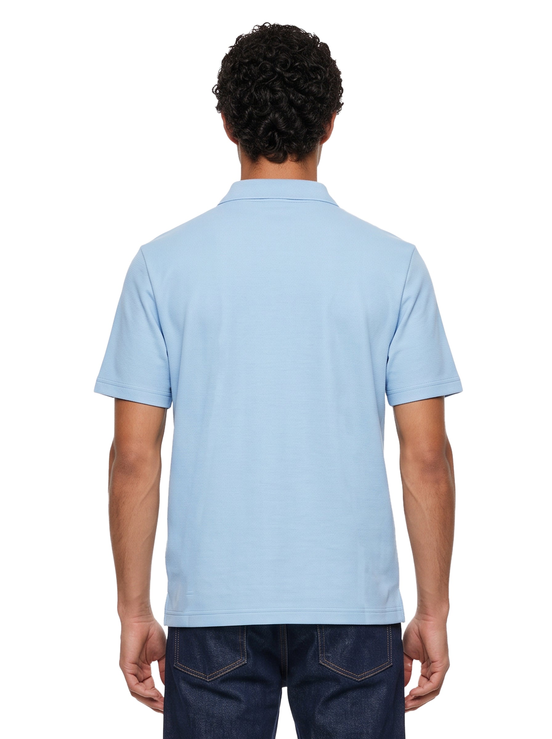 Polo con mezza zip in azzurro 