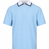 Polo con mezza zip in azzurro 