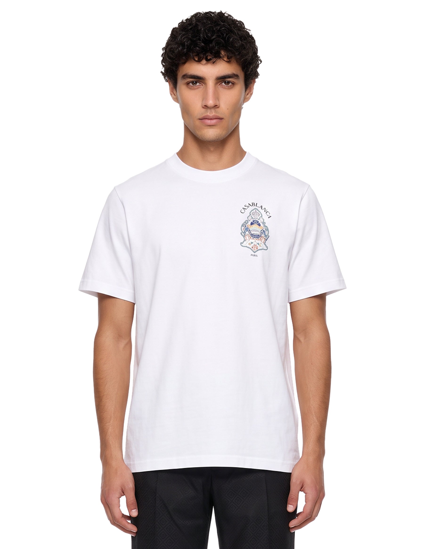 T-shirt stampa Hotel Emblem in bianco 